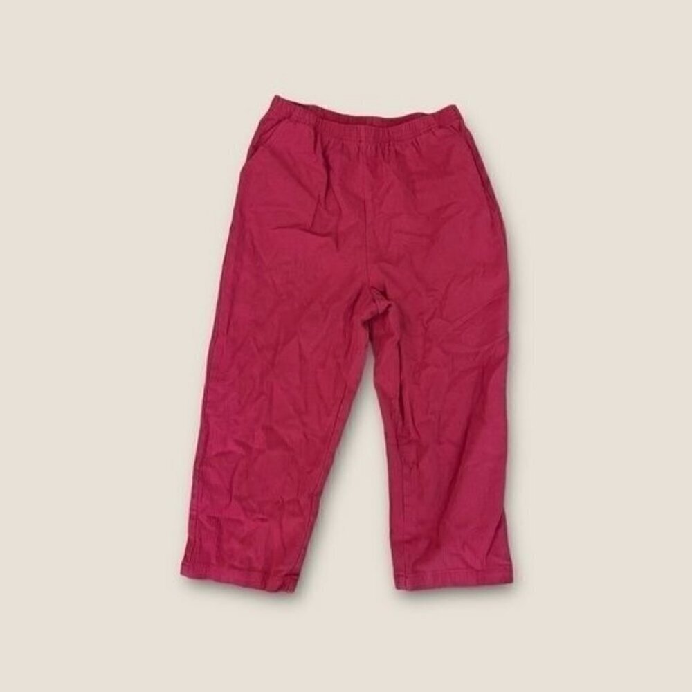 Vtg 90s Y2K Blair Casual Pull-On Crinkle Cropped Tapered Pant Hot Pink 14MS